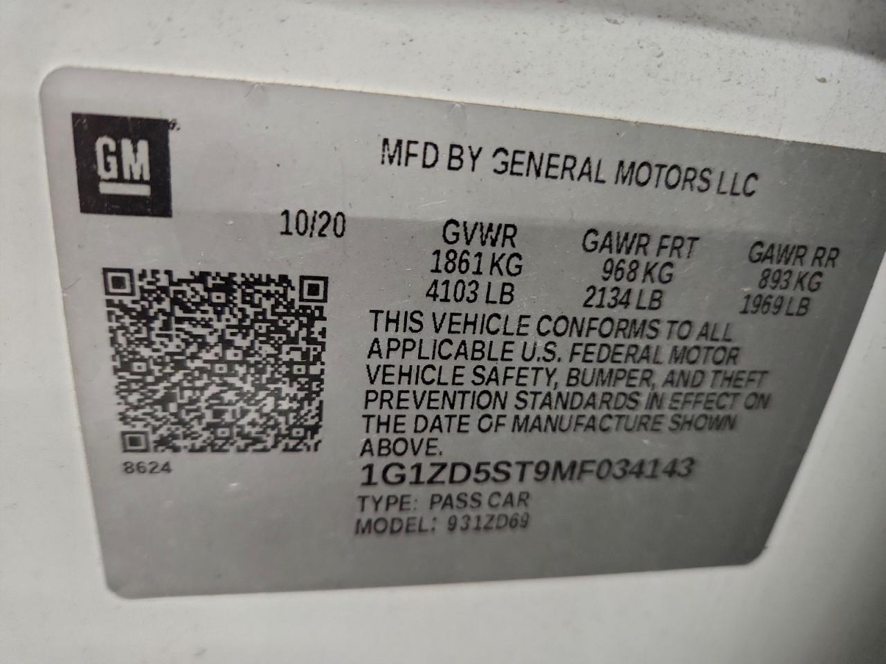 2021 CHEVROLET MALIBU LT photo 12
