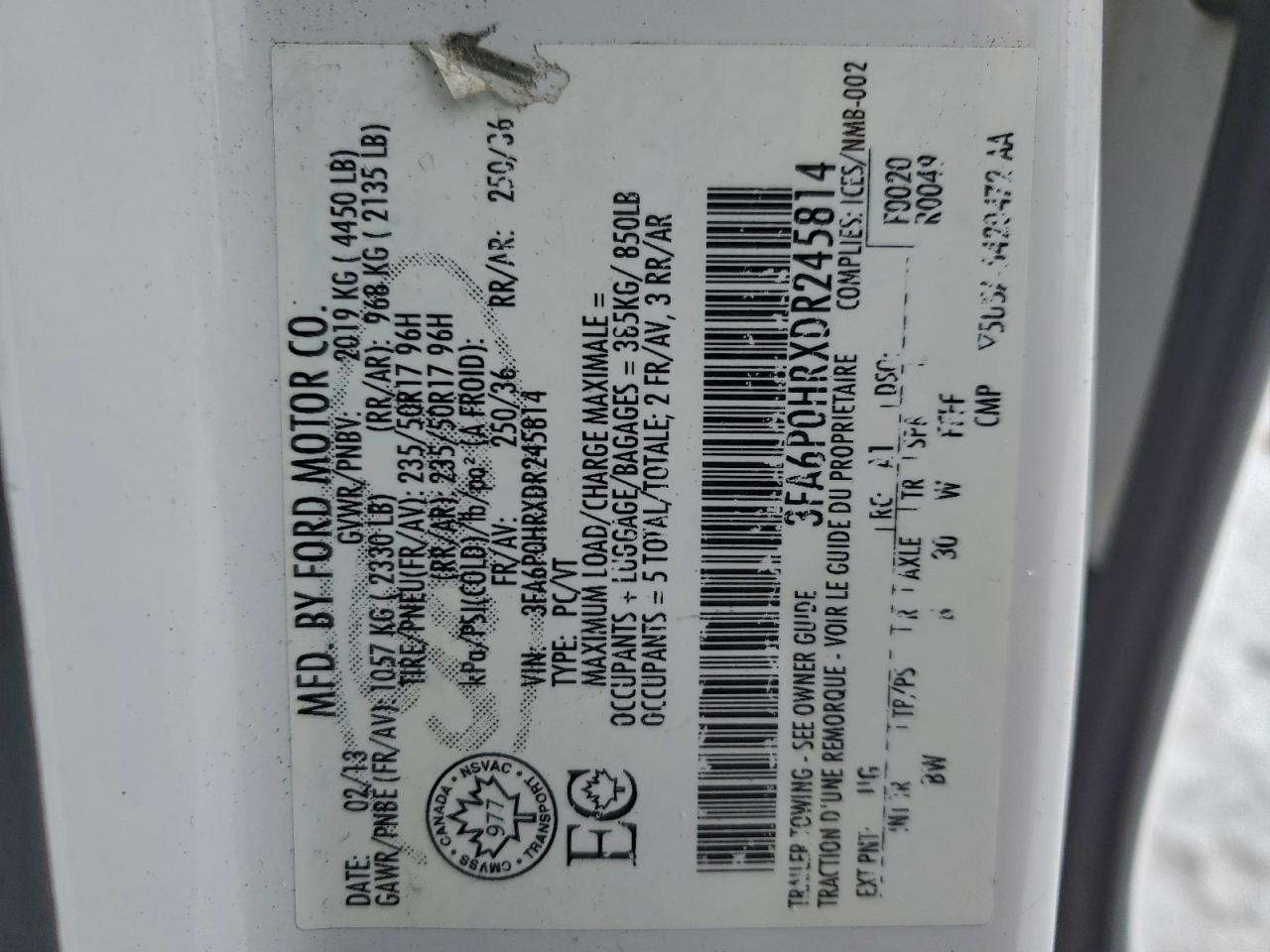 2013 FORD FUSION SE photo 12
