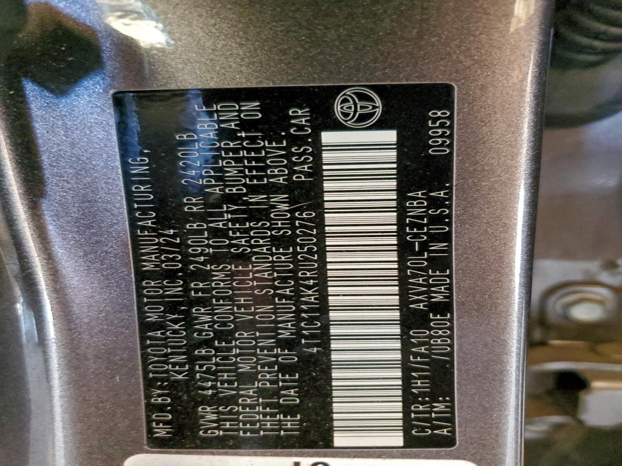 2024 TOYOTA CAMRY LE photo 12