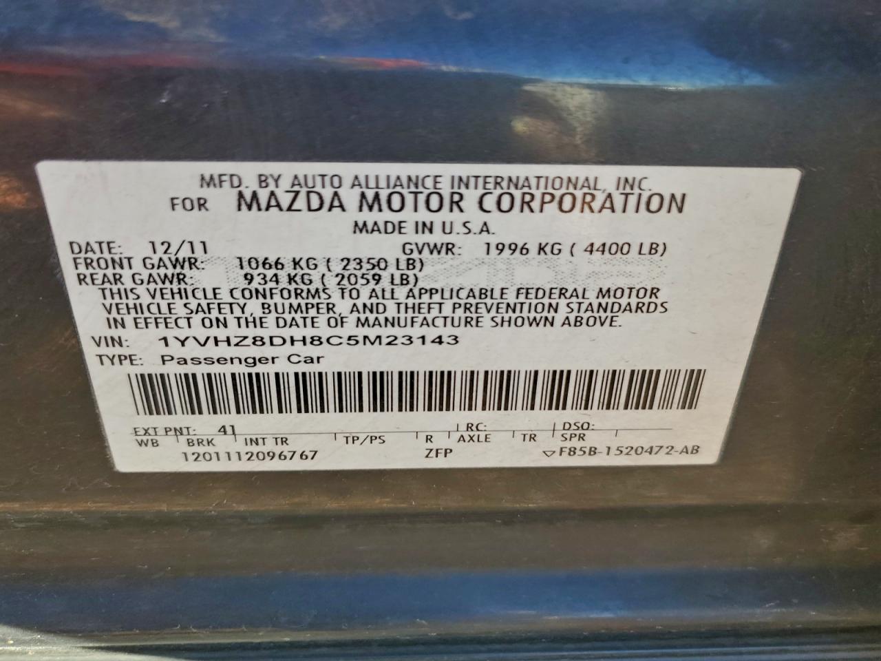 2012 MAZDA 6 I photo 13