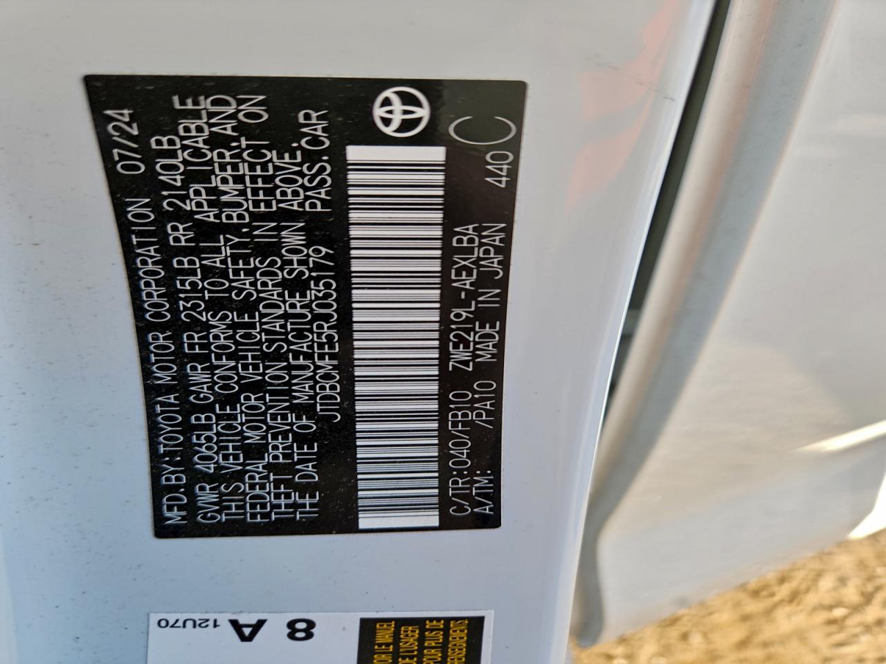 2024 TOYOTA COROLLA LE photo 12