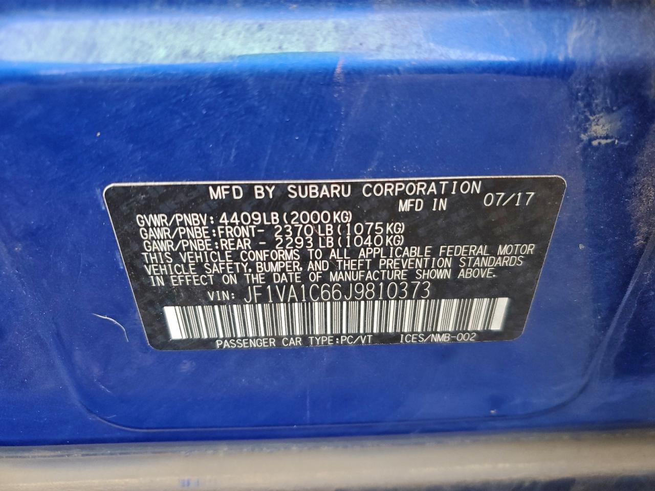 2018 SUBARU WRX PREMIUM photo 13