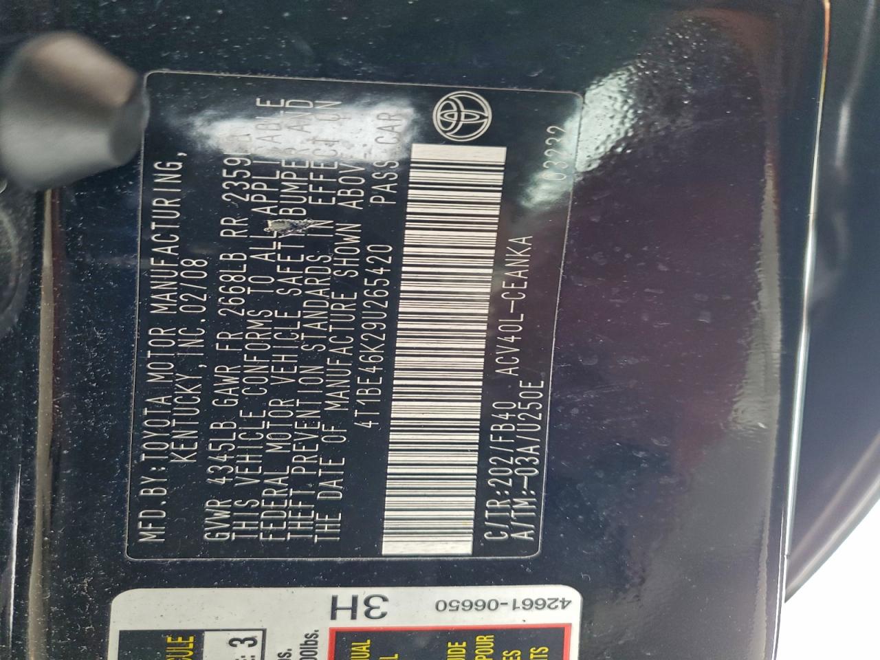 2009 TOYOTA CAMRY BASE photo 25