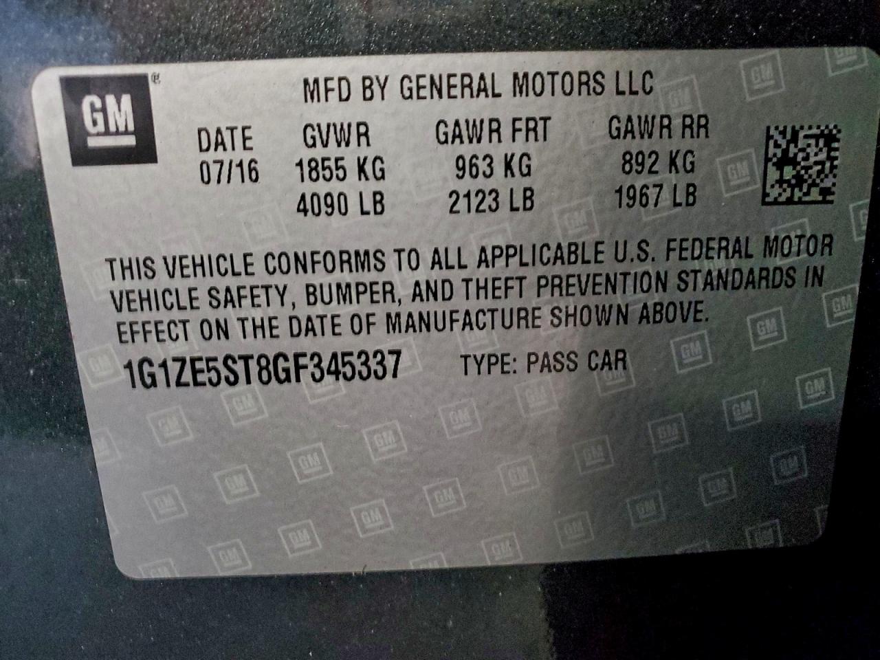 2016 CHEVROLET MALIBU LT photo 13