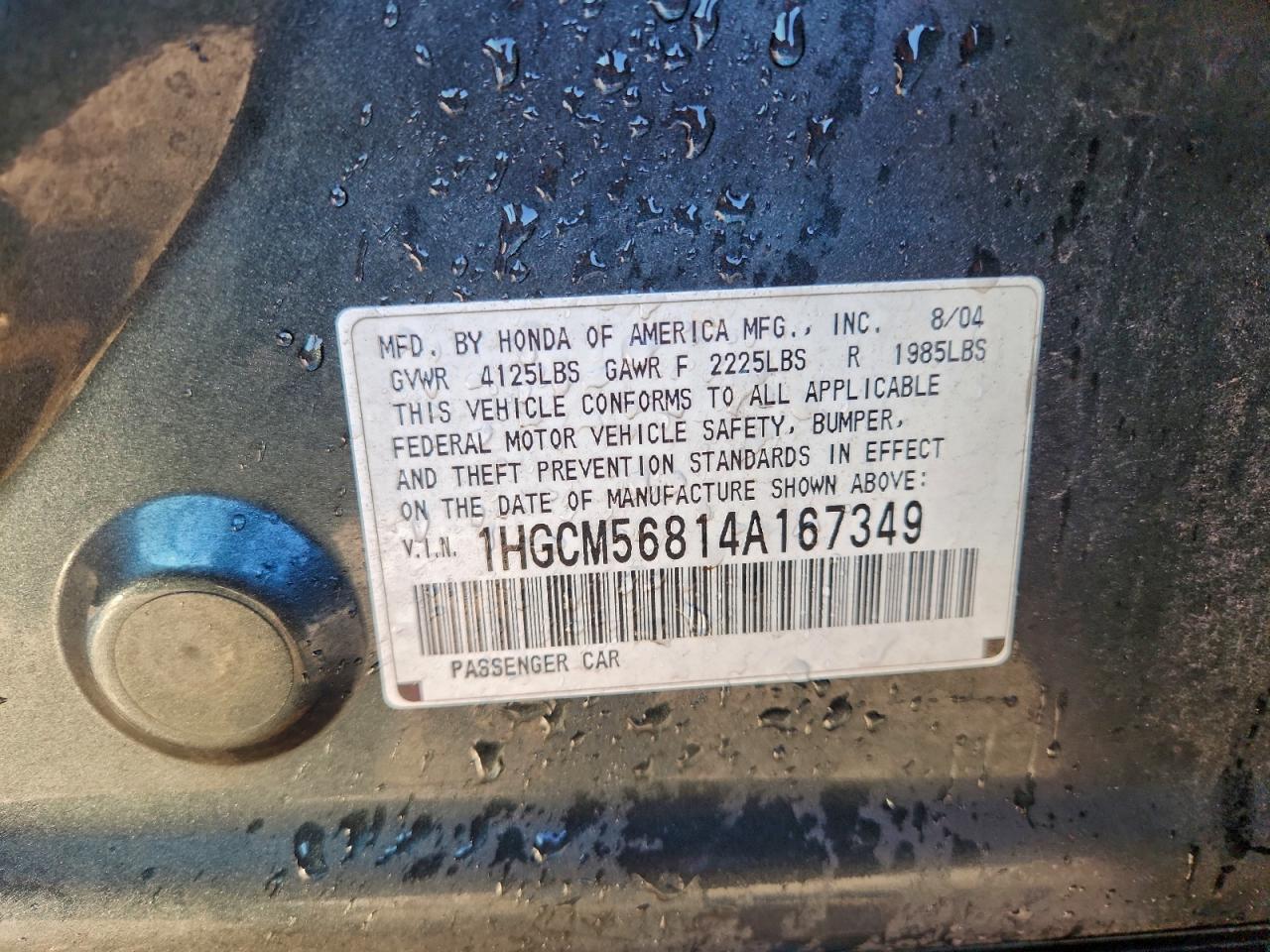 2004 HONDA ACCORD EX photo 12