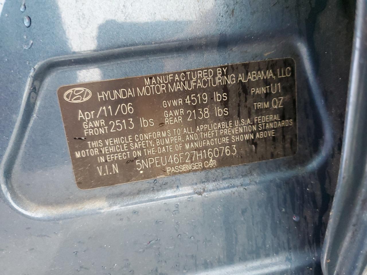 2007 HYUNDAI SONATA SE photo 12