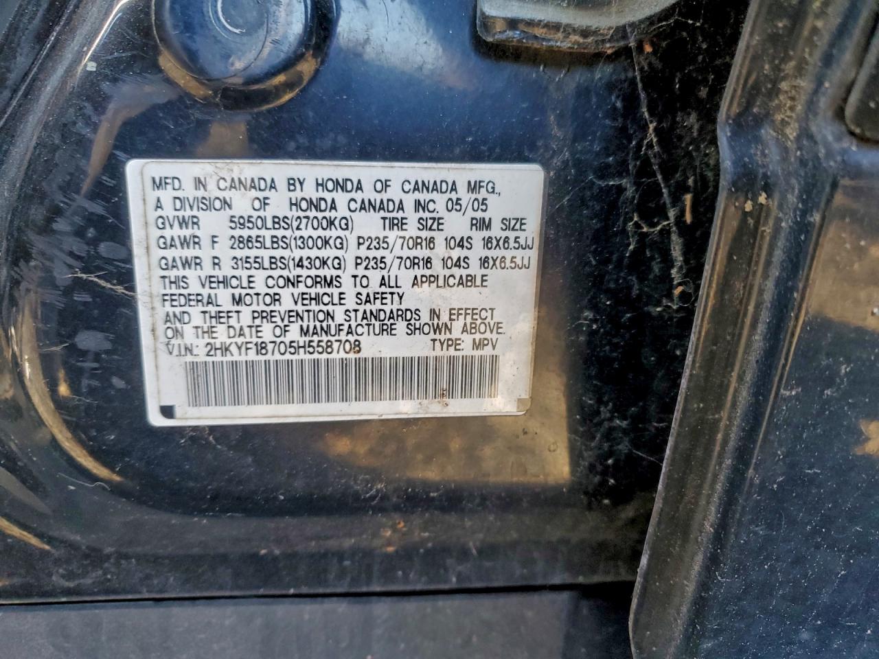 2005 HONDA PILOT EXL photo 13