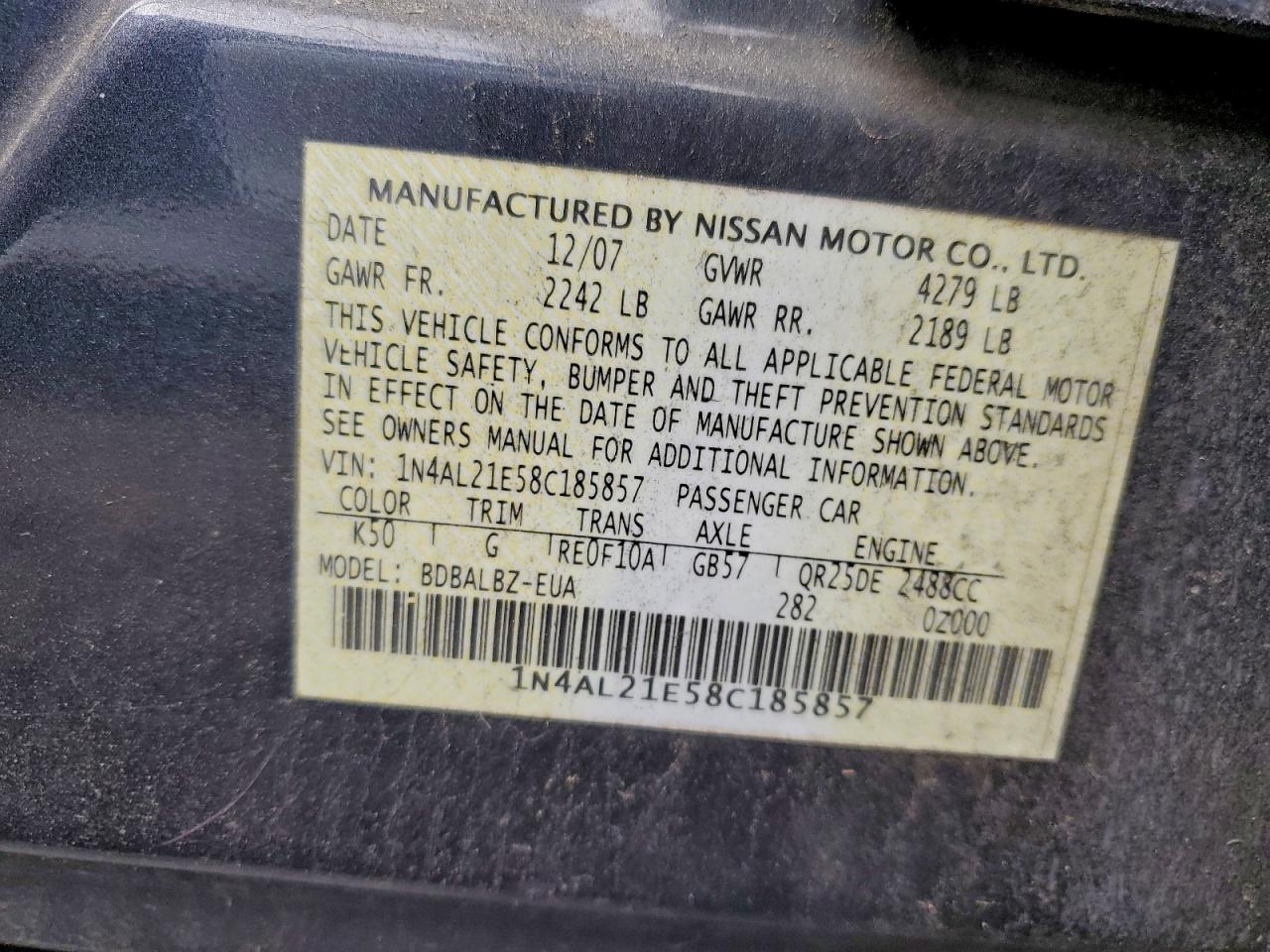 2008 NISSAN ALTIMA 2.5 photo 12