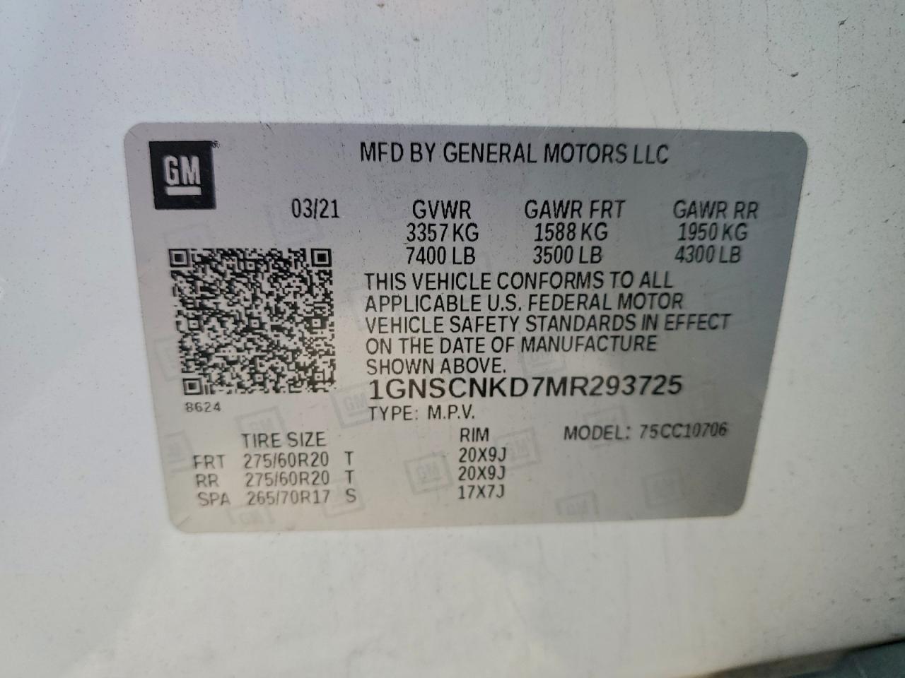 2021 CHEVROLET TAHOE C1500 LT photo 14