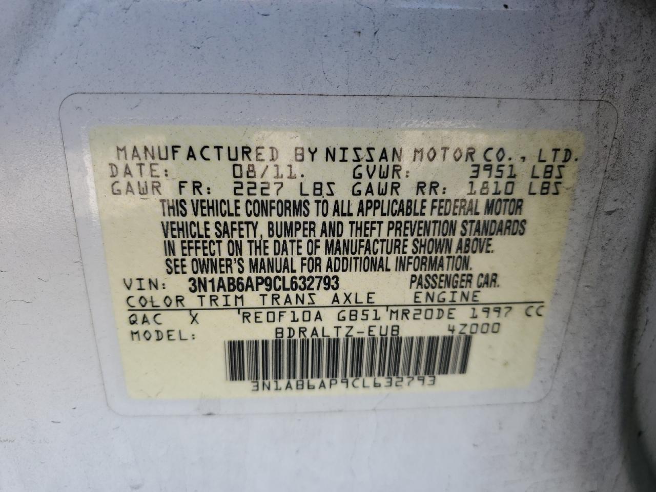 2012 NISSAN SENTRA 2.0 photo 12