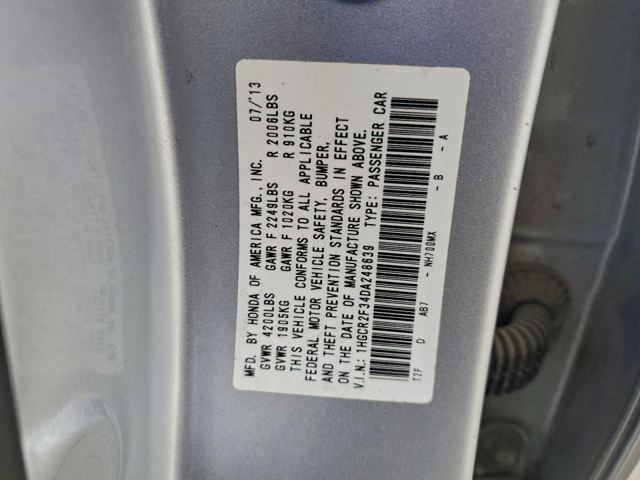 2013 HONDA ACCORD LX photo 12