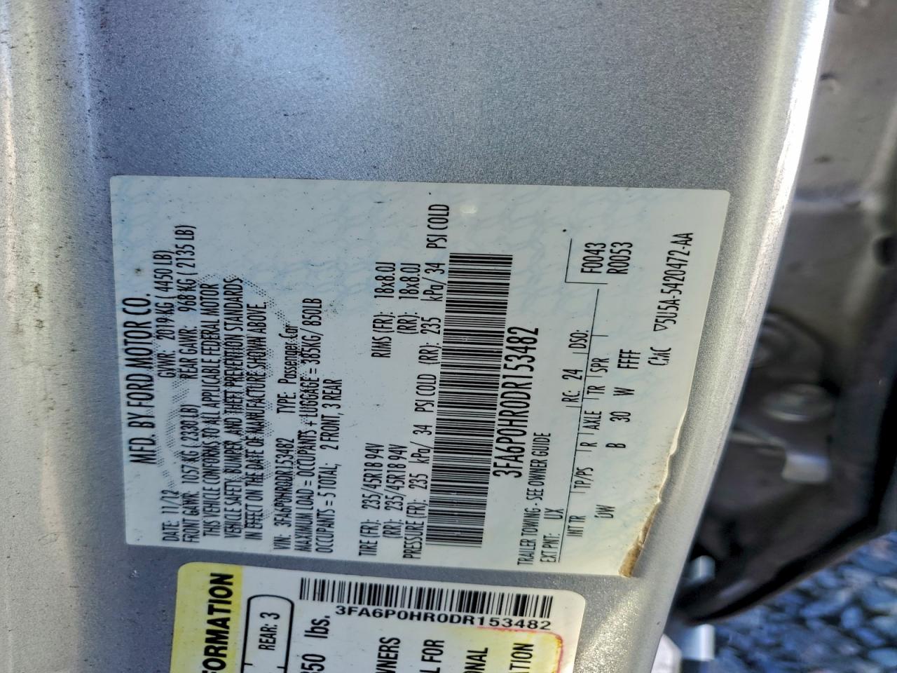 2013 FORD FUSION SE photo 12
