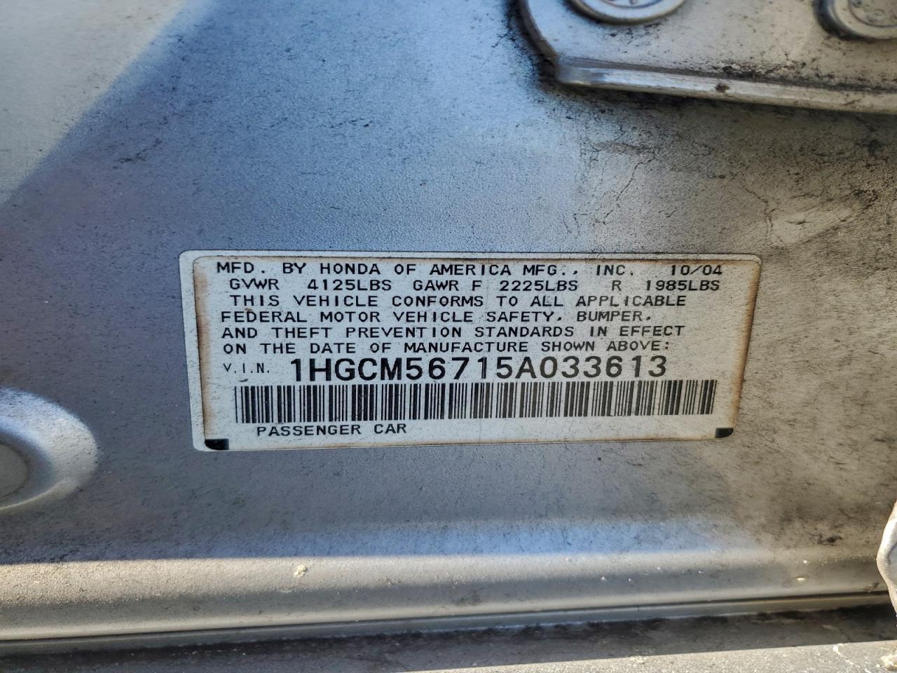 2005 HONDA ACCORD EX photo 13