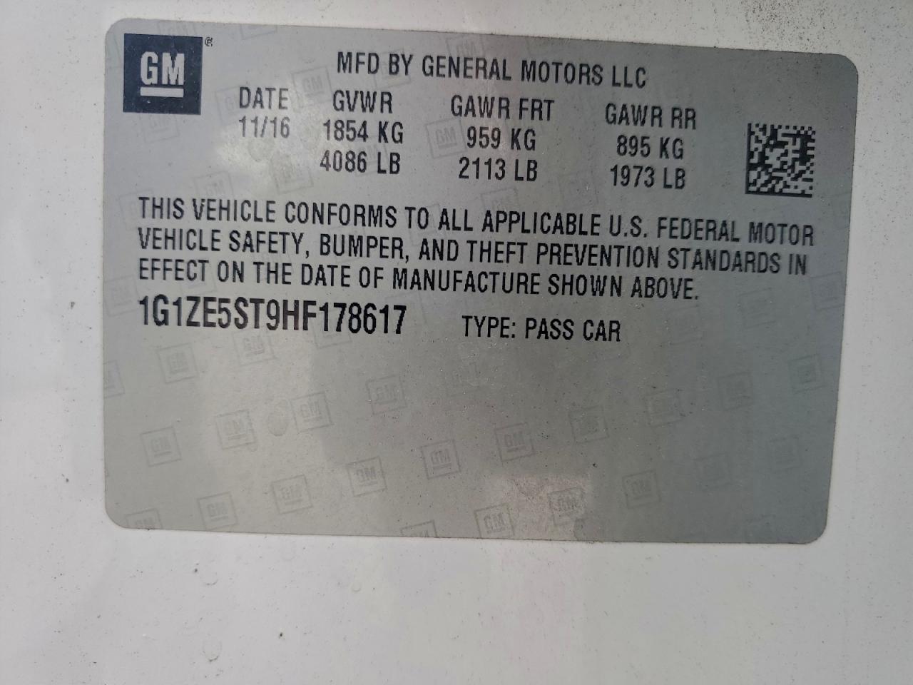 2017 CHEVROLET MALIBU LT photo 12