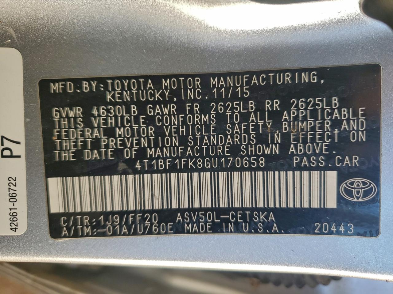 2016 TOYOTA CAMRY LE photo 12