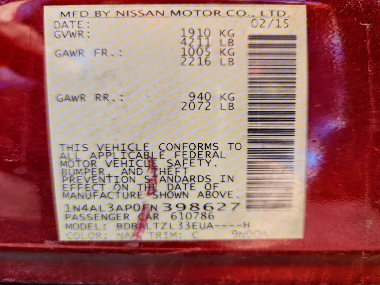 2015 NISSAN ALTIMA 2.5 photo 23