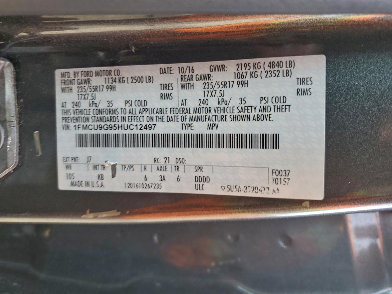 2017 FORD ESCAPE SE photo 13