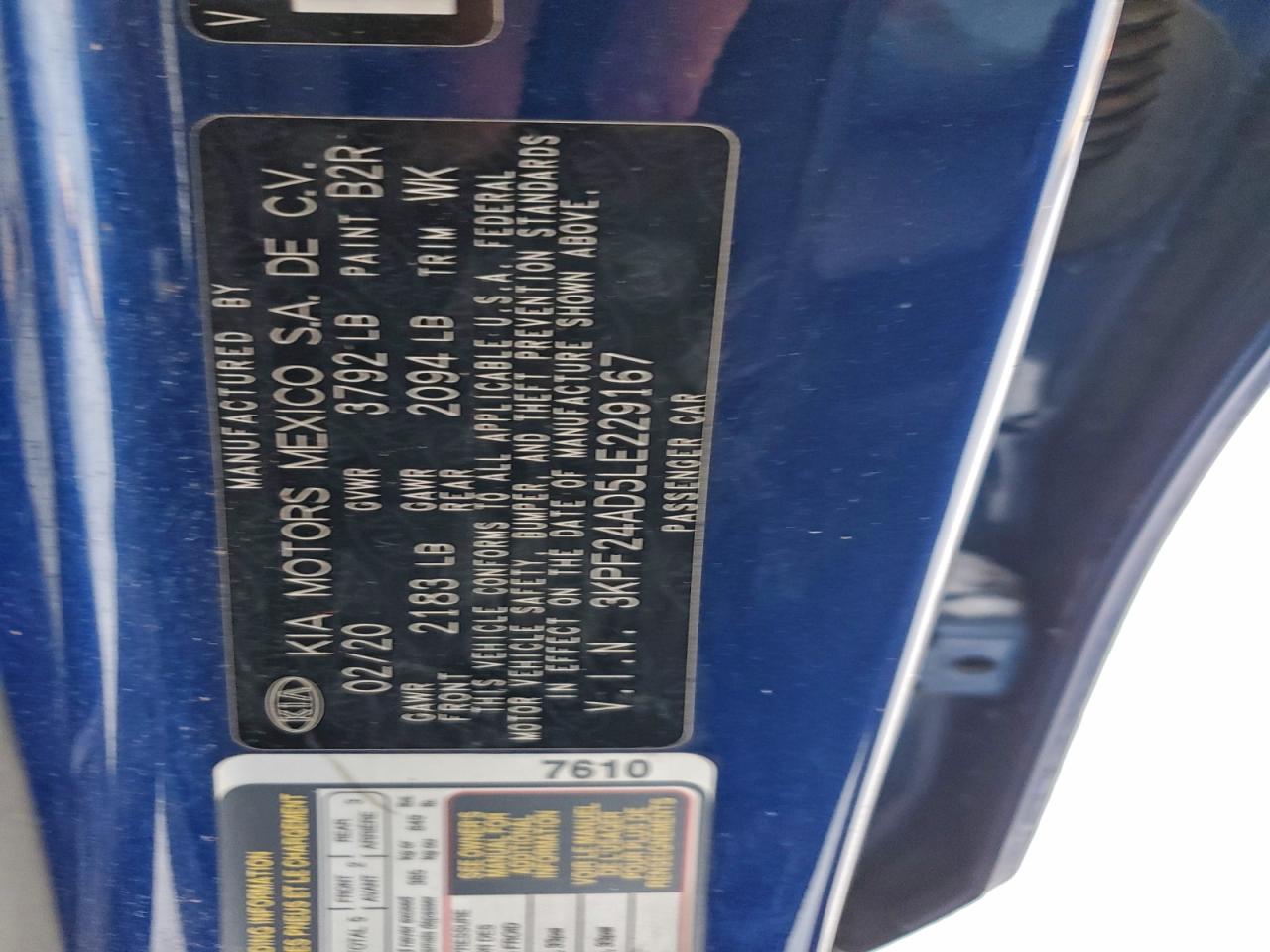2020 KIA FORTE FE photo 12