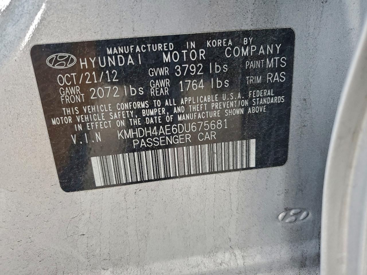 2013 HYUNDAI ELANTRA GLS photo 12