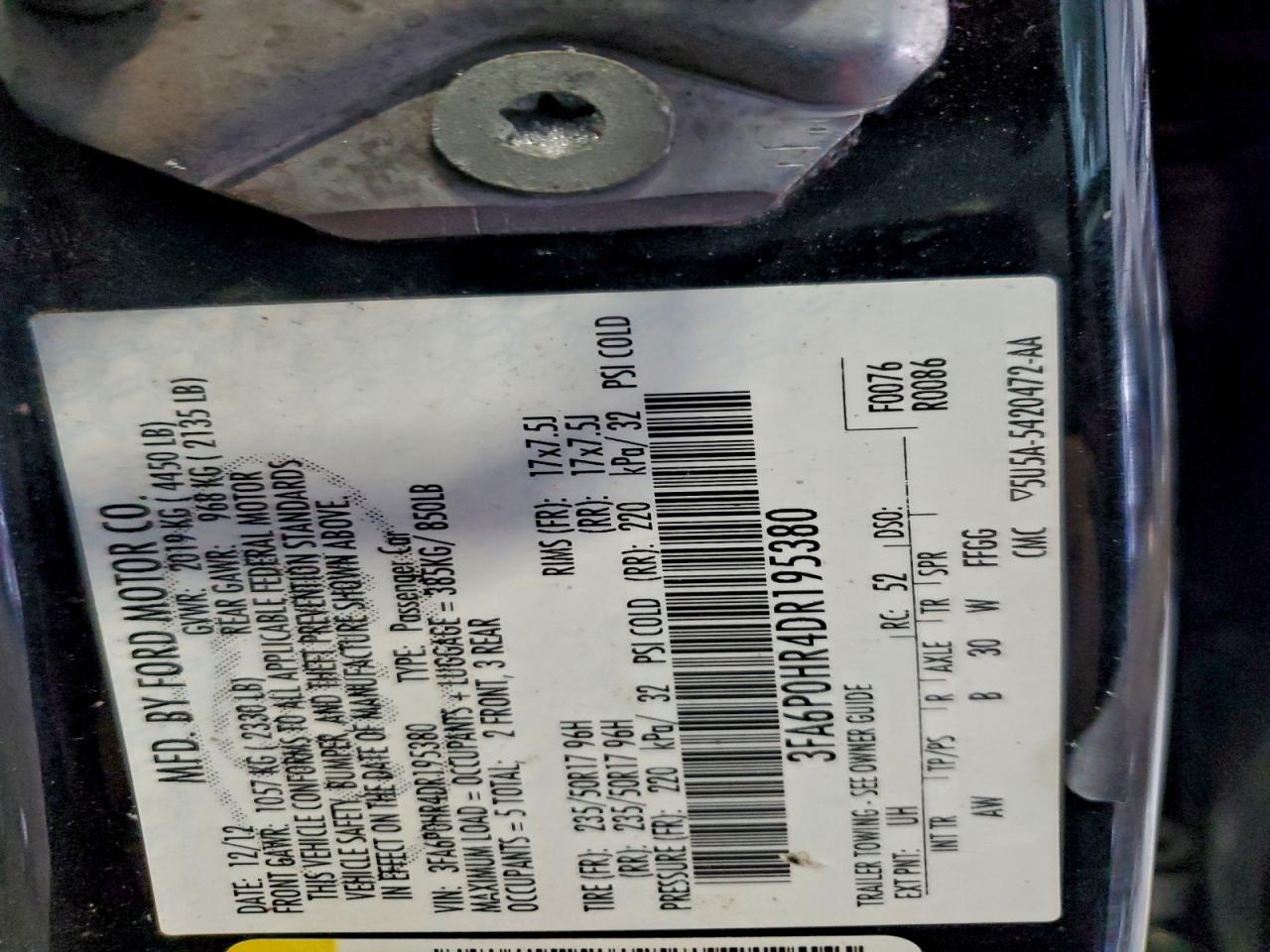 2013 FORD FUSION SE photo 12
