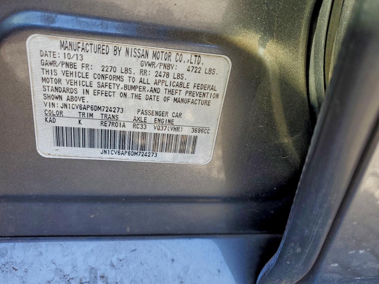 2013 INFINITI G37 BASE photo 13