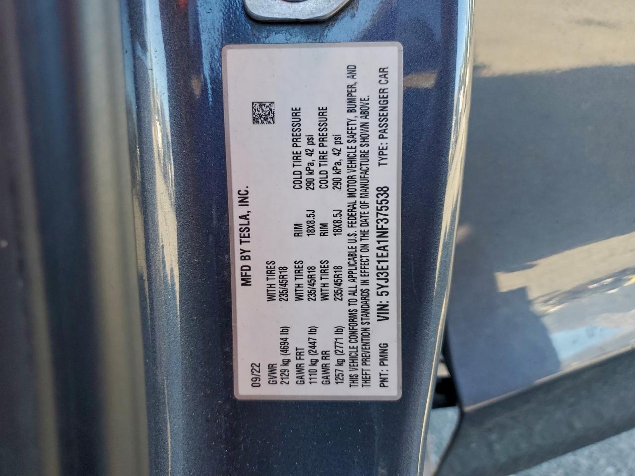2022 TESLA MODEL 3 photo 12