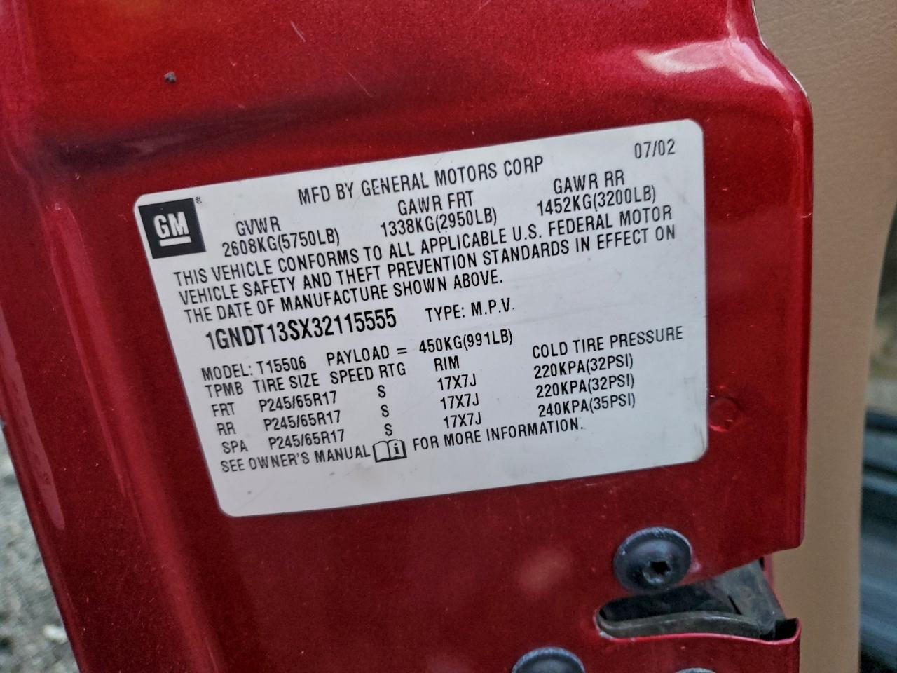 2003 CHEVROLET TRAILBLAZER photo 13