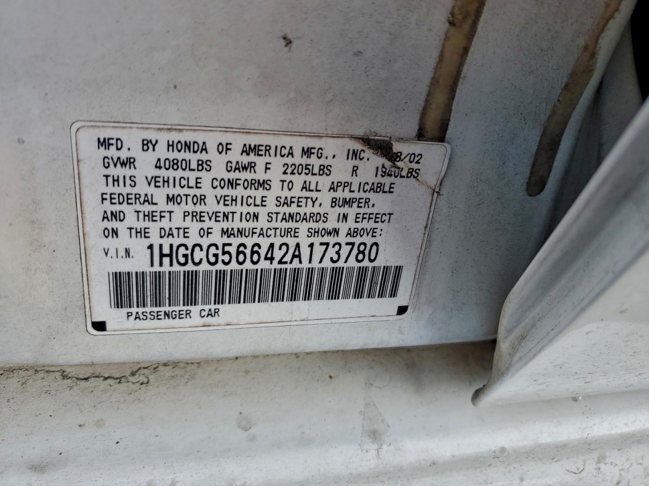 2002 HONDA ACCORD EX photo 13