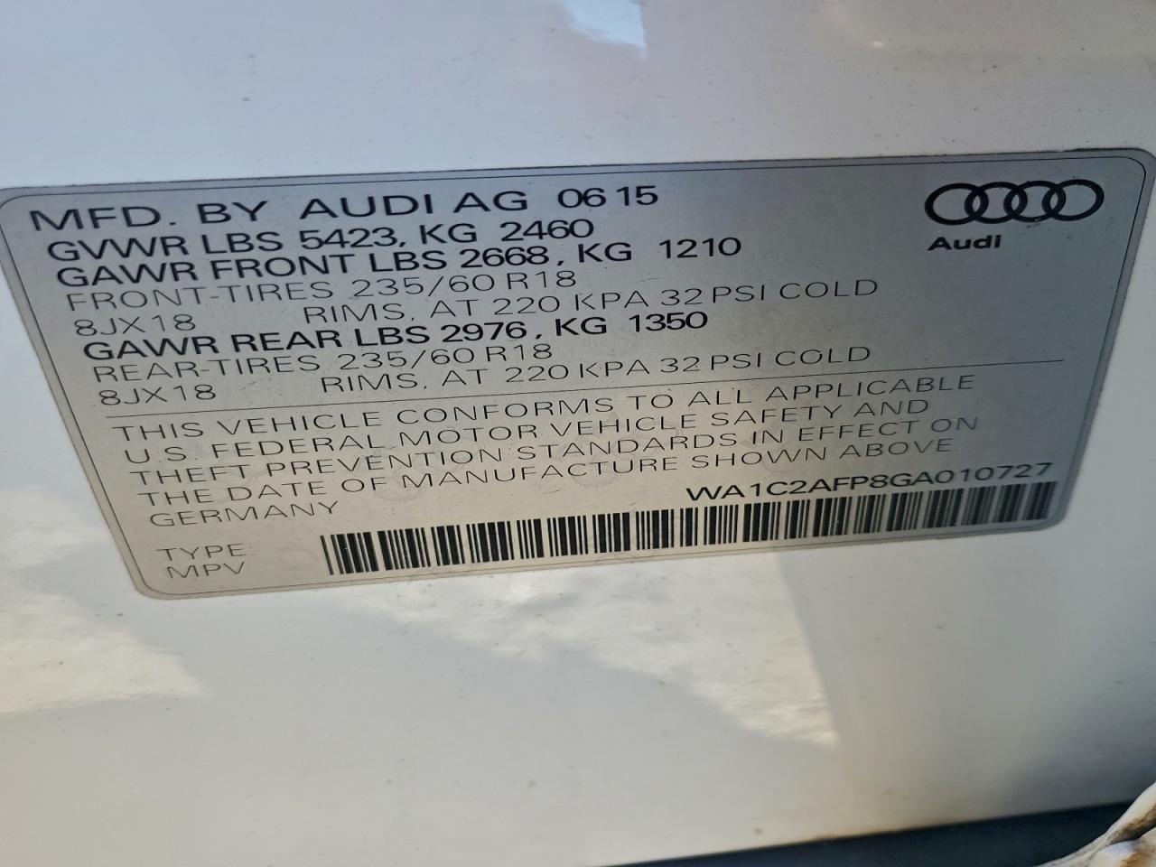 2016 AUDI Q5 PREMIUM photo 13