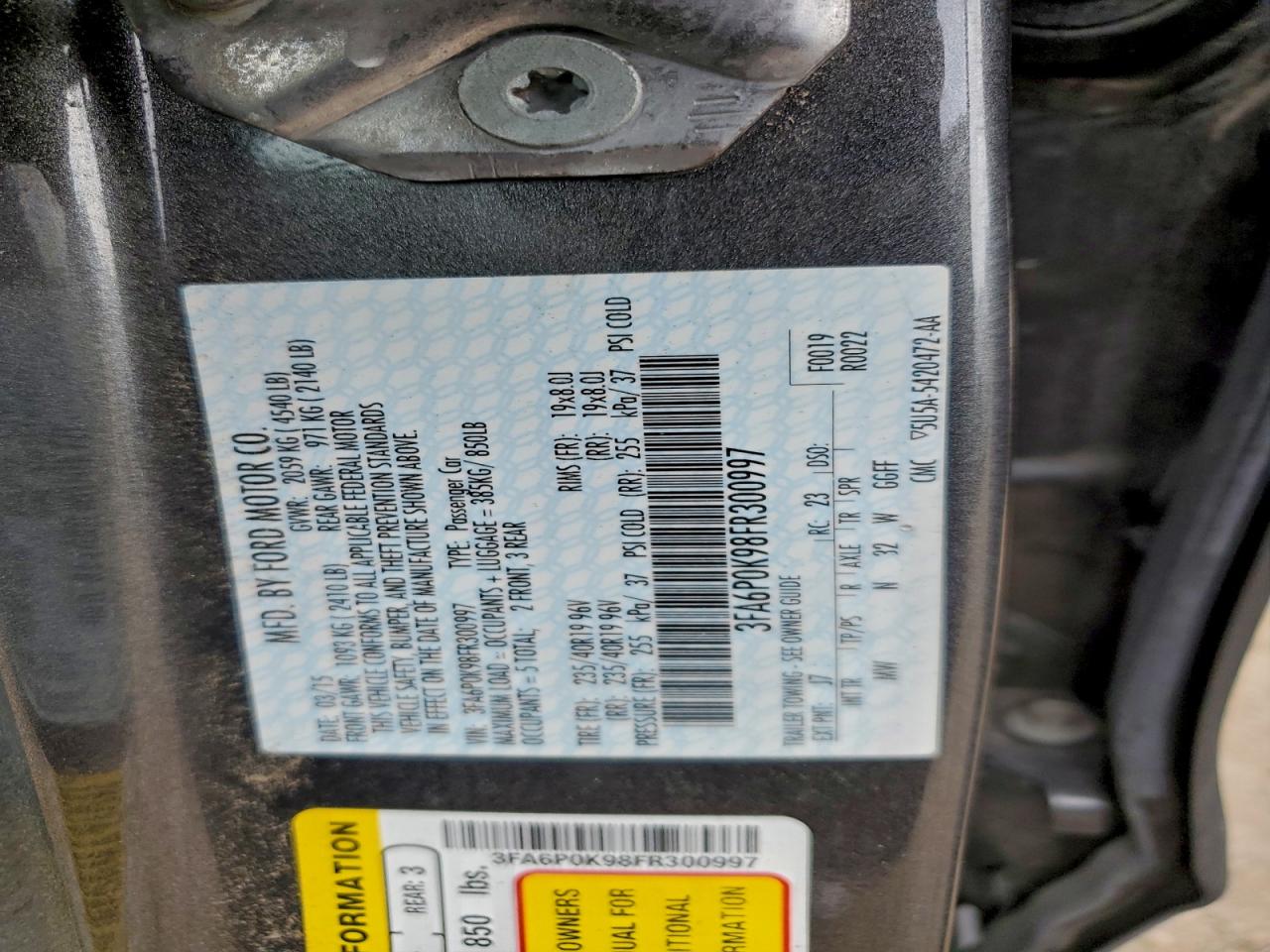 2015 FORD FUSION TITANIUM photo 12