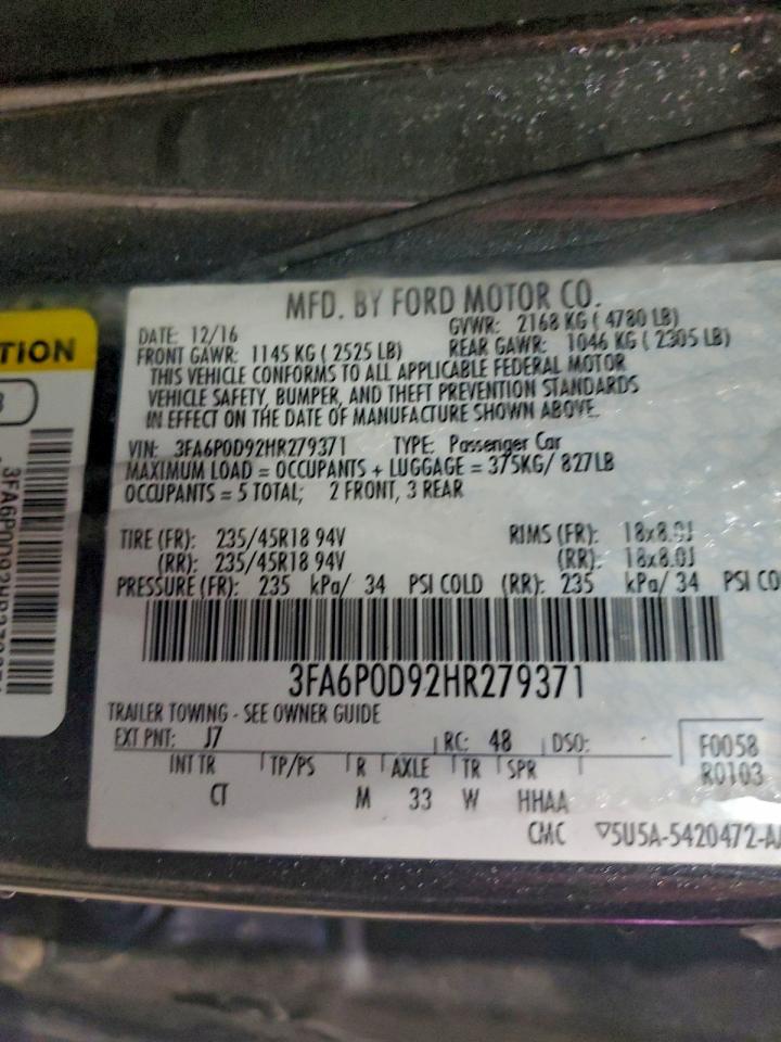 2017 FORD FUSION TITANIUM photo 12