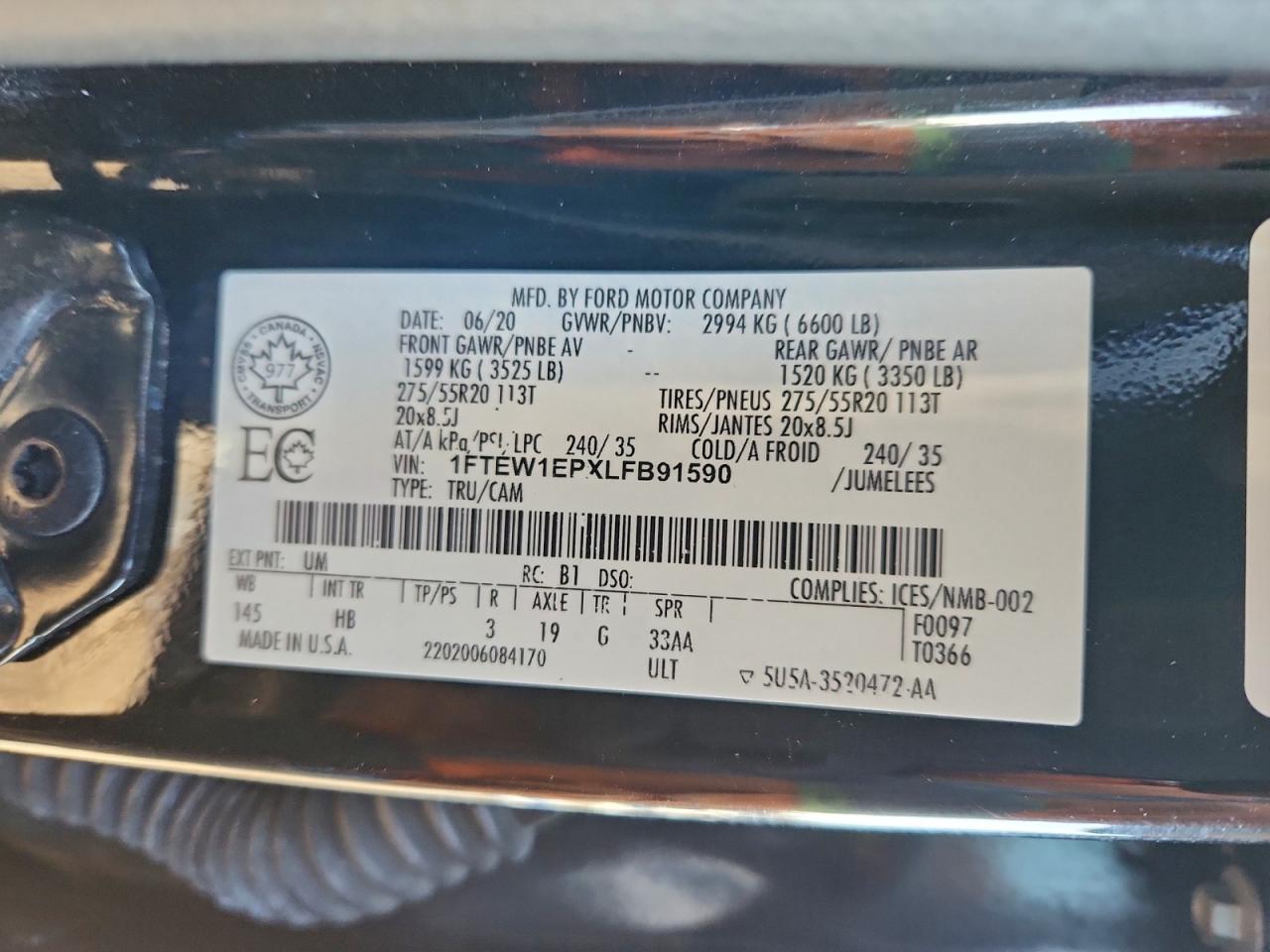 2020 FORD F150 SUPERCREW photo 13
