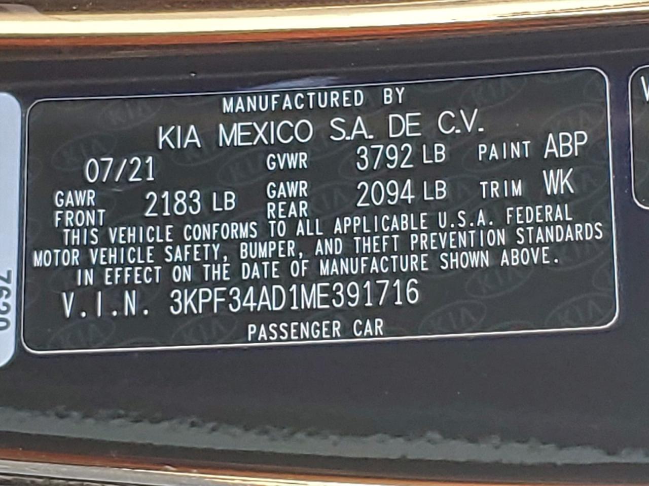 2021 KIA FORTE GT LINE photo 13