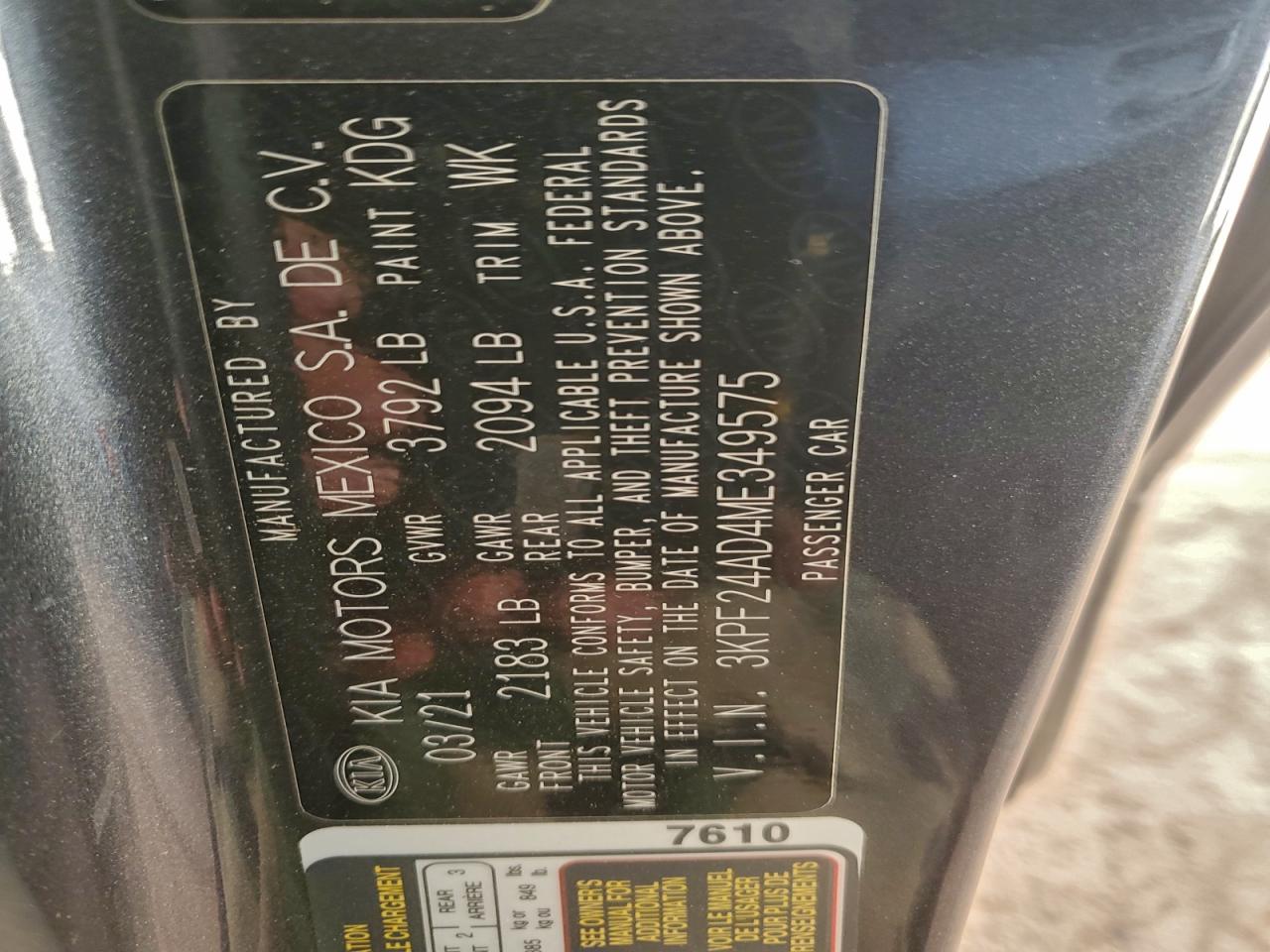 2021 KIA FORTE FE photo 12