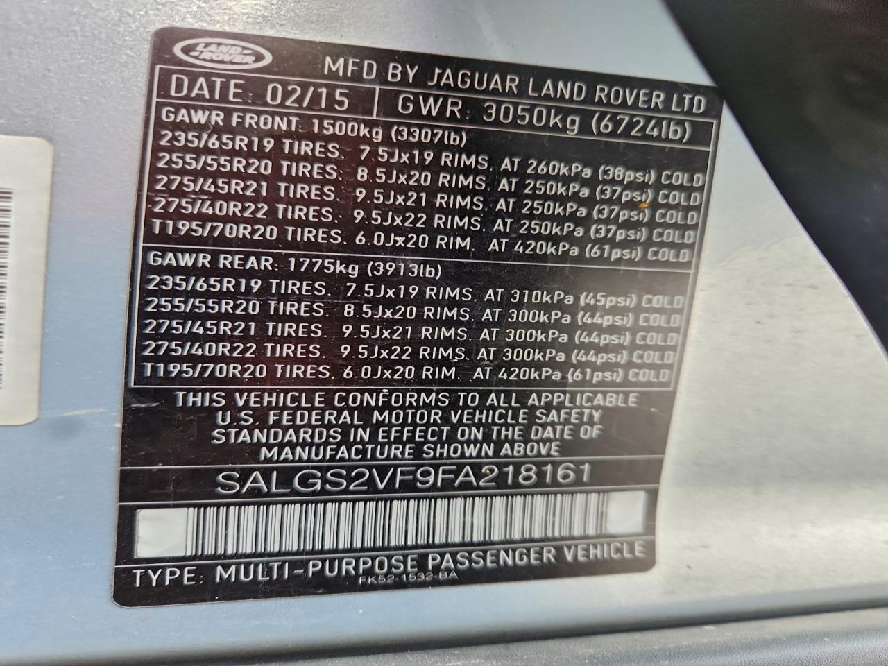 2015 LAND ROVER RANGE ROVER HSE photo 12