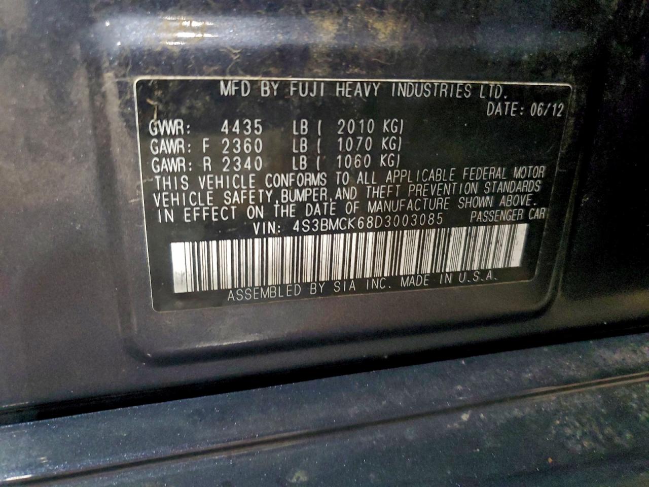 2013 SUBARU LEGACY 2.5I LIMITED photo 12