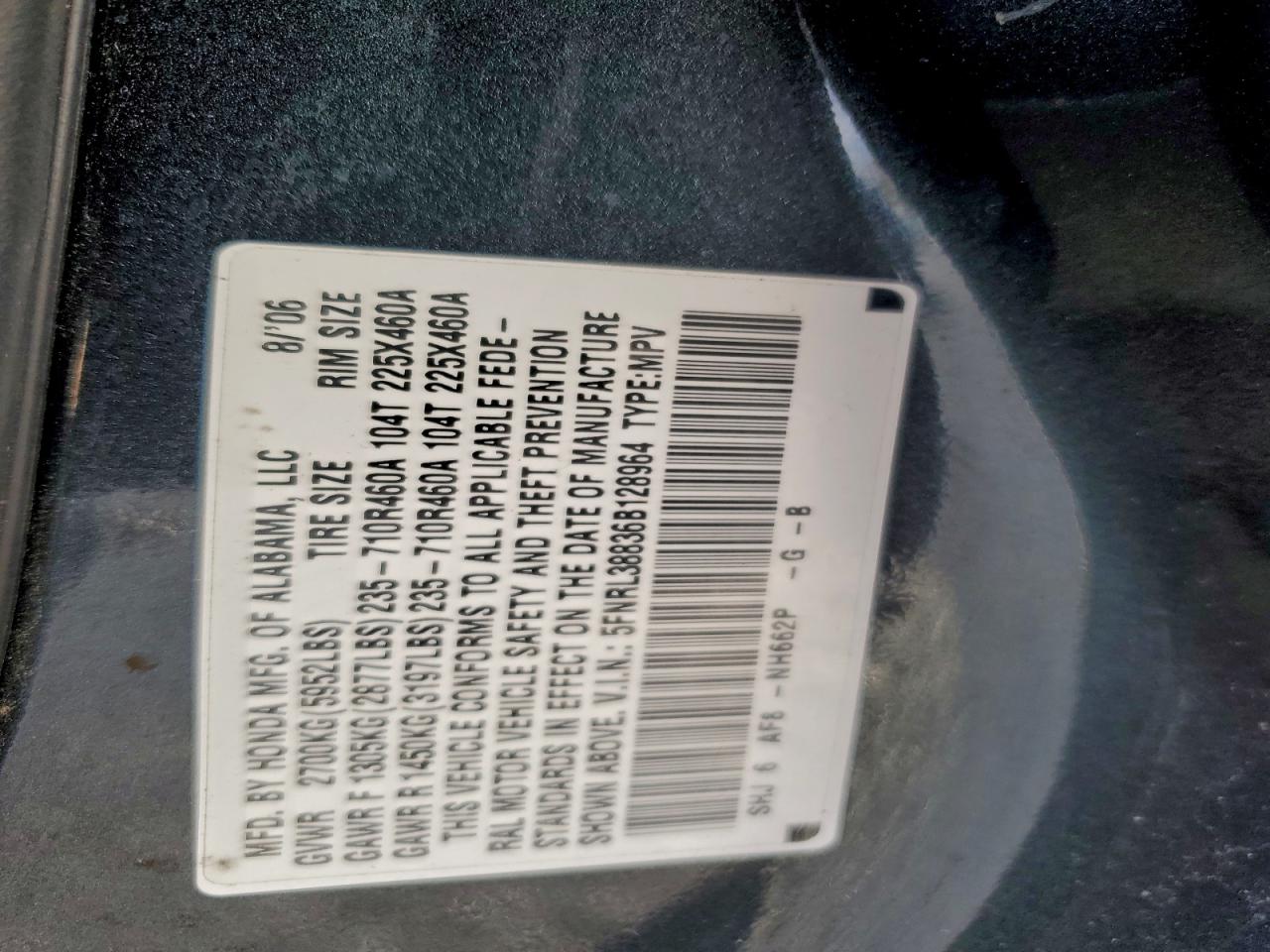 2006 HONDA ODYSSEY TOURING photo 13