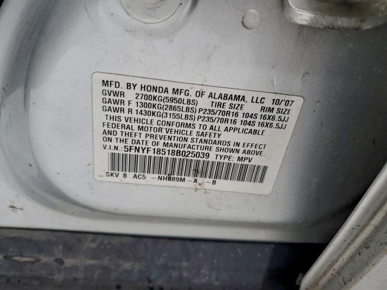 2008 HONDA PILOT photo 13
