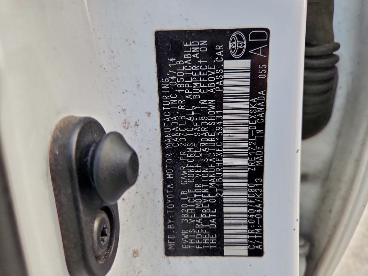 2014 TOYOTA COROLLA L photo 12