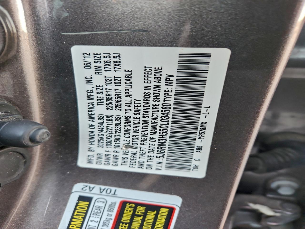 2012 HONDA CR-V EX photo 12