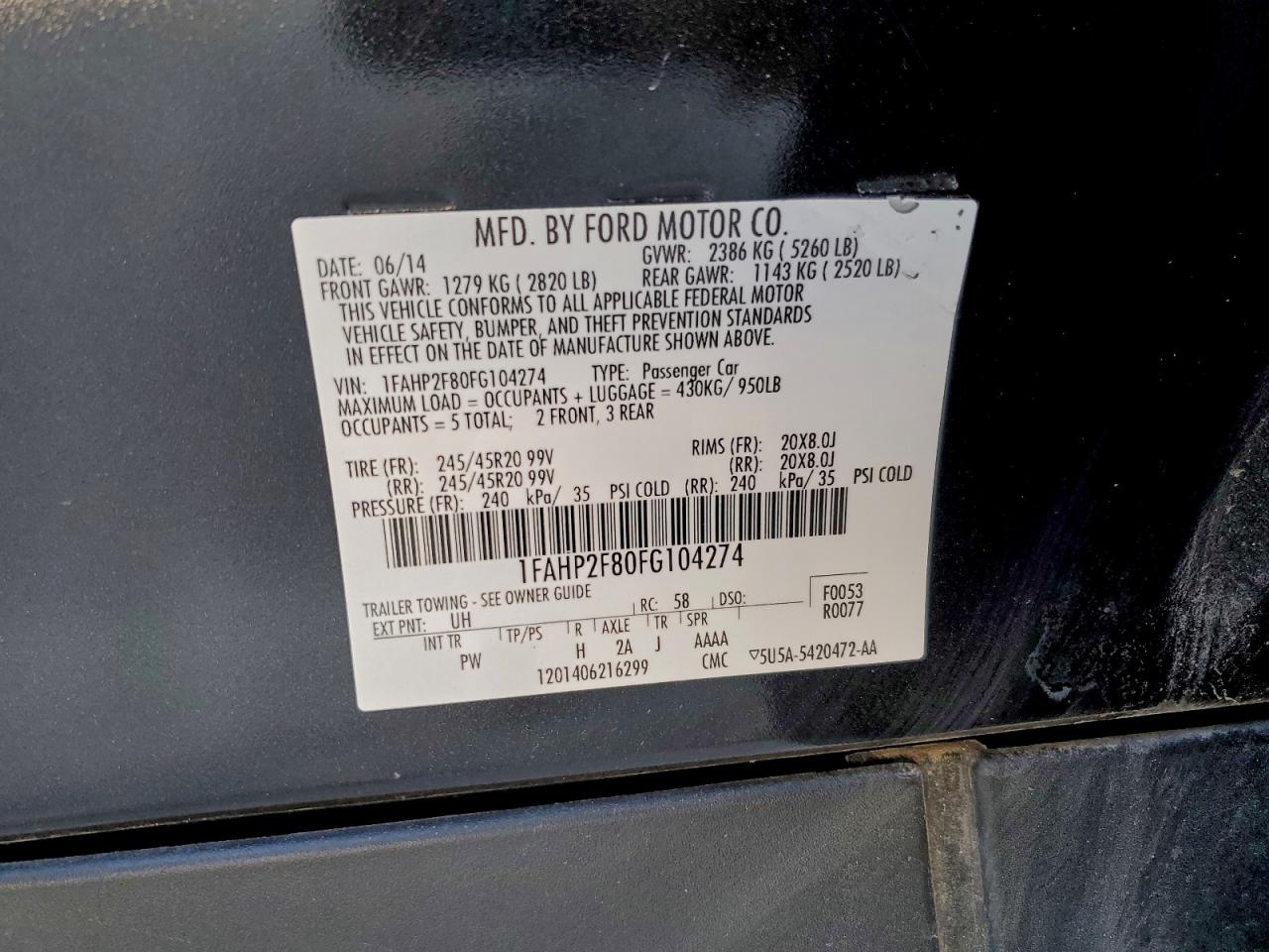2015 FORD TAURUS LIMITED photo 12
