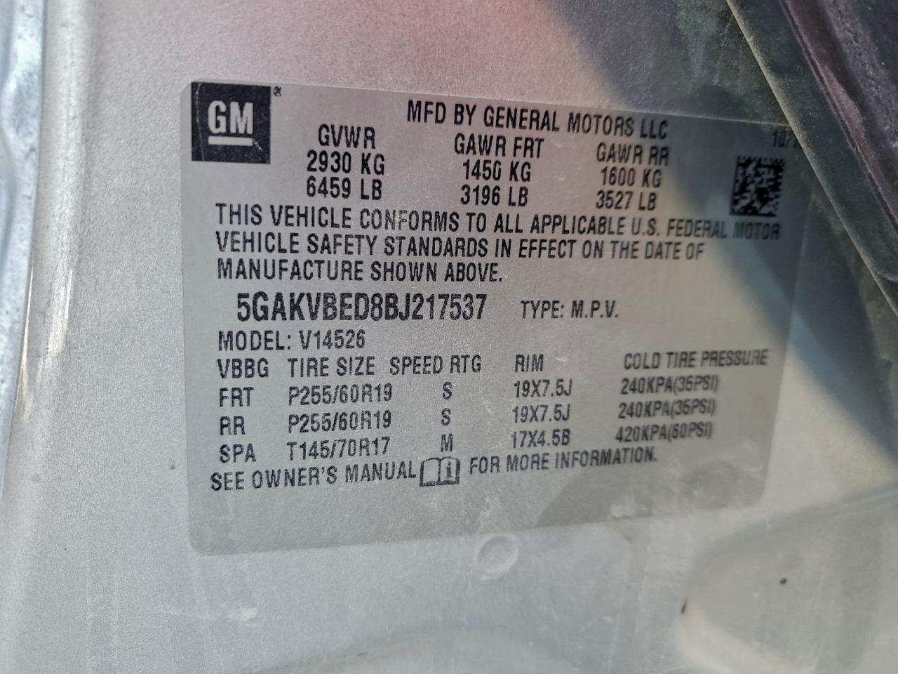 2011 BUICK ENCLAVE CXL photo 13