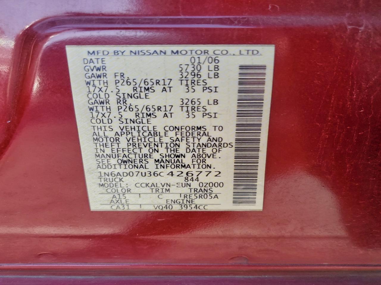2006 NISSAN FRONTIER SE photo 12