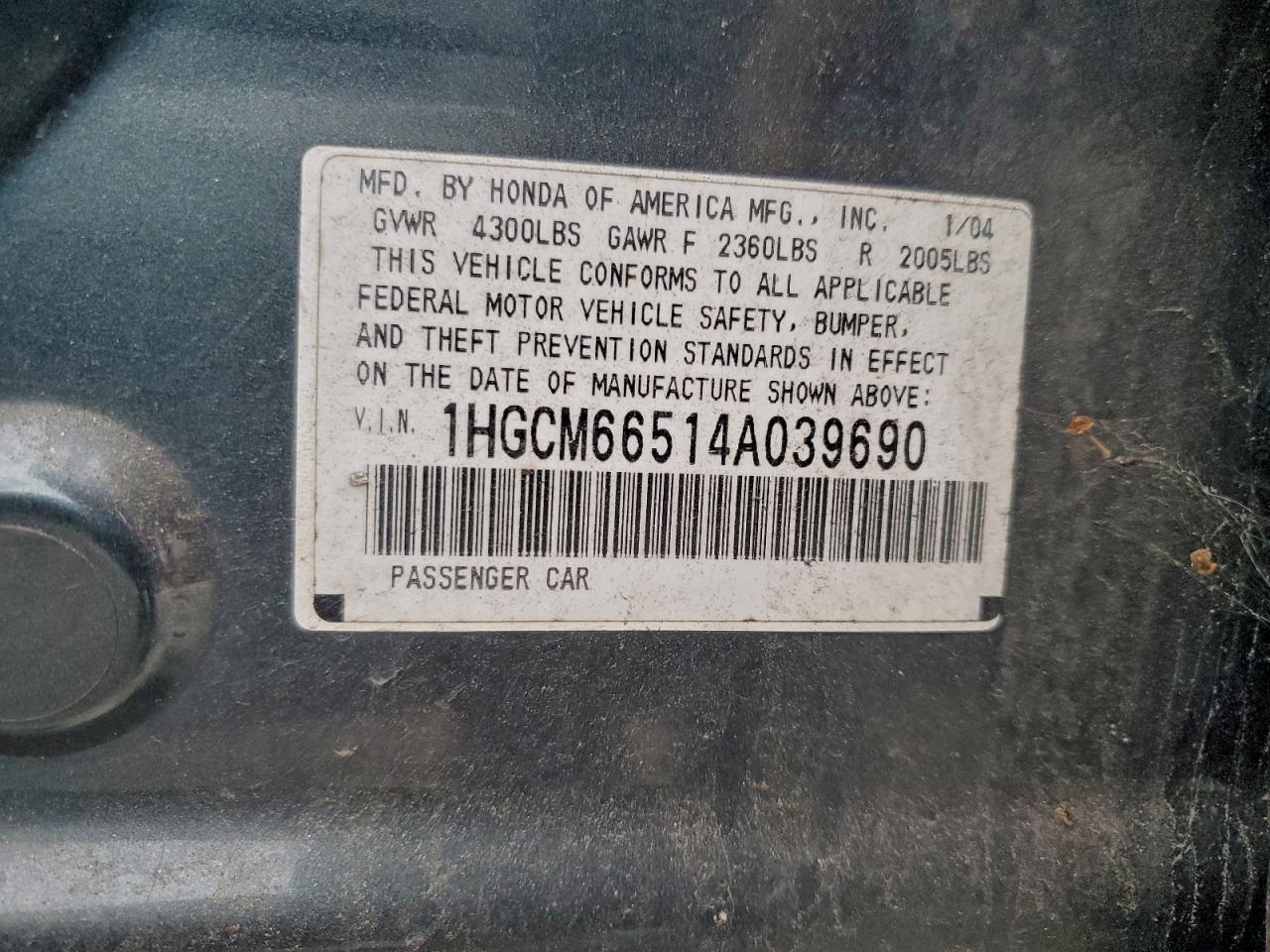 2004 HONDA ACCORD EX photo 12
