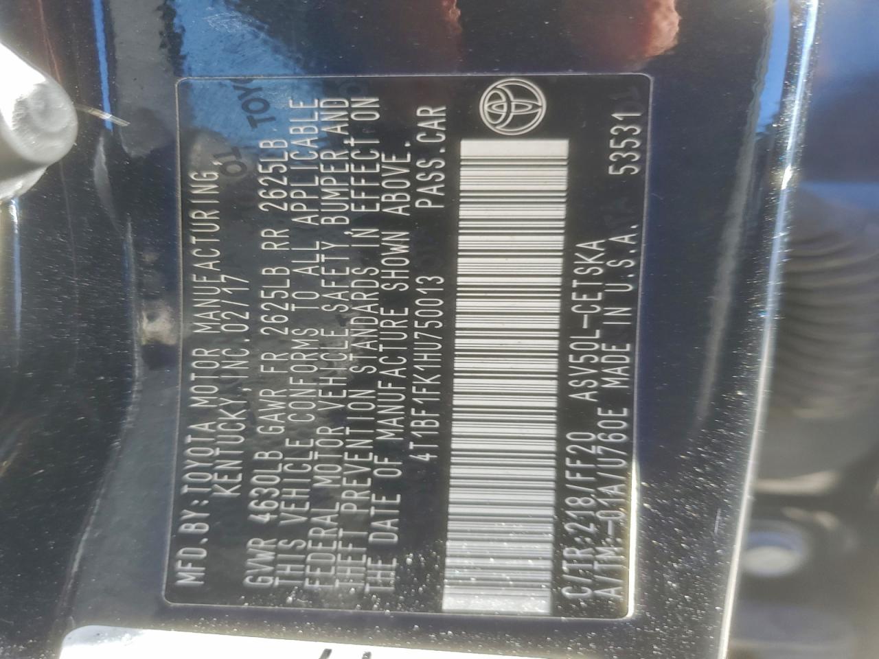 2017 TOYOTA CAMRY LE photo 12