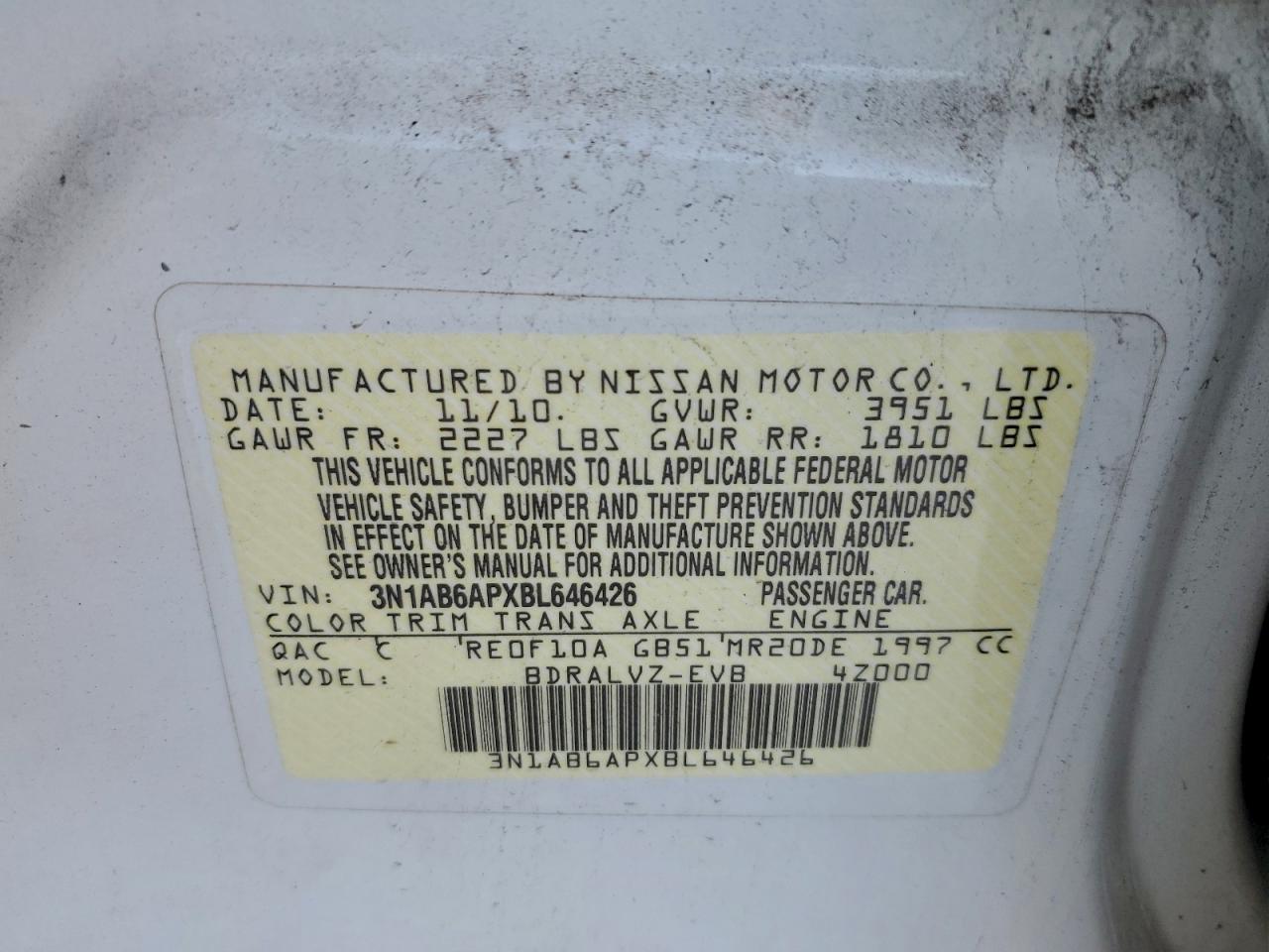 2011 NISSAN SENTRA 2.0 photo 12