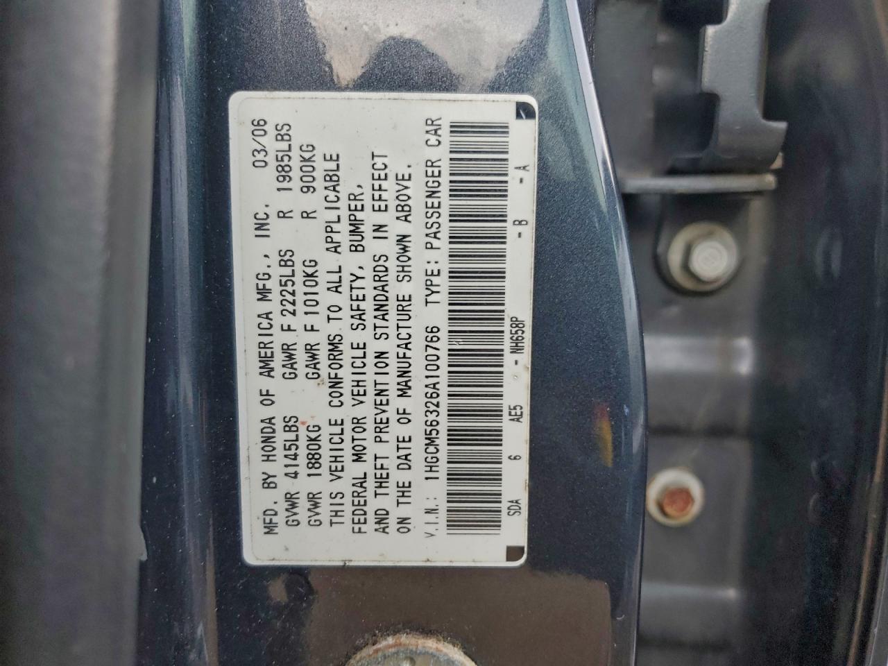 2006 HONDA ACCORD SE photo 12