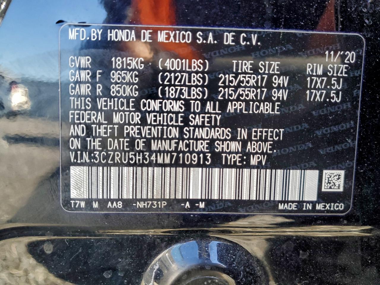 2021 HONDA HR-V LX photo 13