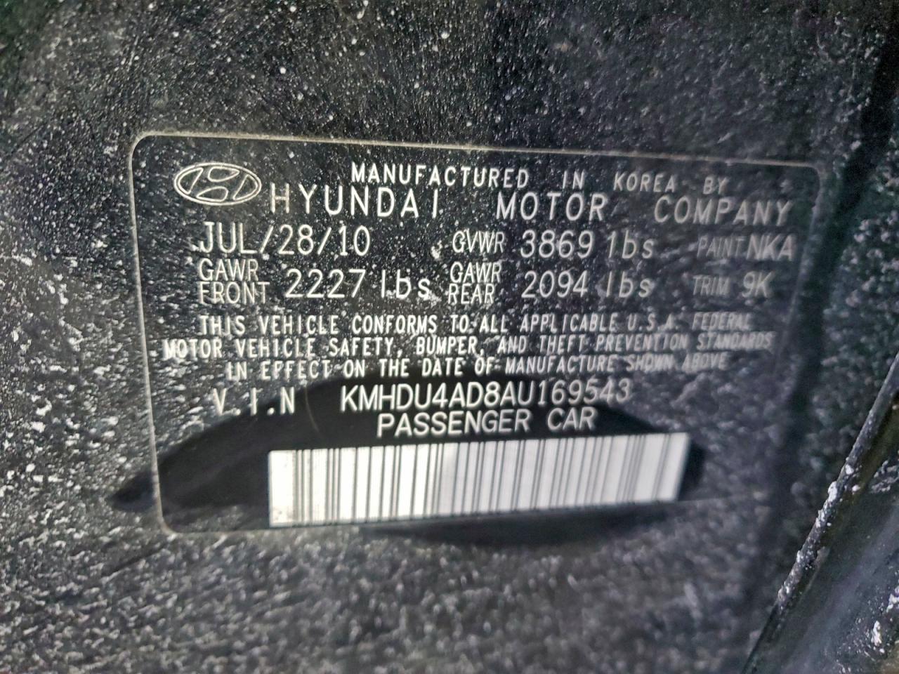 2010 HYUNDAI ELANTRA BLUE photo 12