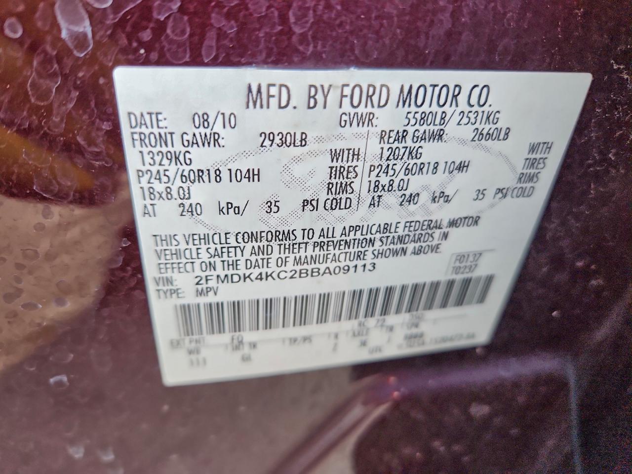 2011 FORD EDGE LIMITED photo 13